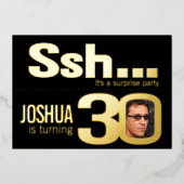ssh...サプライズ30th誕生日パーティー金ゴールド 箔招待状 (正面)