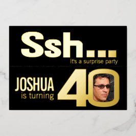 ssh...サプライズ40th誕生日パーティー金ゴールドブラック 箔招待状