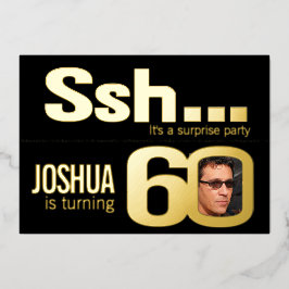 ssh...サプライズ60th誕生日パーティー金ゴールドブラック 箔招待状