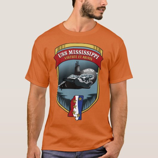 SSN782 USS Mississippi Crest Tシャツ (正面)