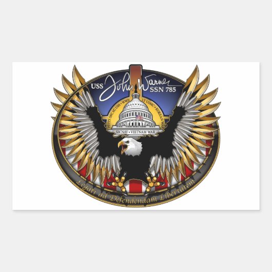 SSN 785 USSジョンワーナー 長方形シール (正面)