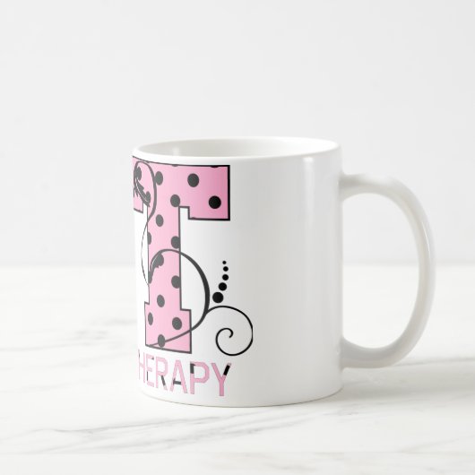 stはピンクおよび黒い水玉模様に文字を入れます コーヒーマグカップ (右)