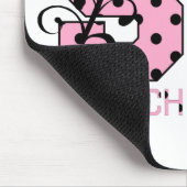 stはピンクおよび黒い水玉模様に文字を入れます マウスパッド (コーナー)