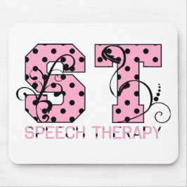 stはピンクおよび黒い水玉模様に文字を入れます マウスパッド