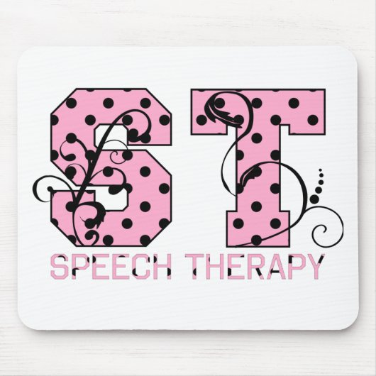 stはピンクおよび黒い水玉模様に文字を入れます マウスパッド (正面)