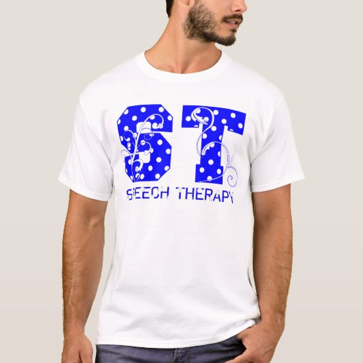 stは白くおよび青の水玉模様に文字を入れます tシャツ (正面)