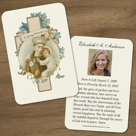 STアンソニー・カトリック葬儀祈りの言葉カード