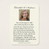 STアンソニー・カトリック葬儀祈りの言葉カード (裏面)