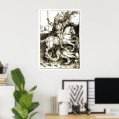 STジョージ・アンド・ドラゴン白黒 ポスター (ホームオフィス)