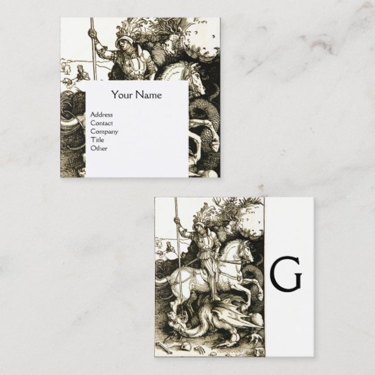 STジョージ&ドラゴンモノグラム白黒 スクエア名刺 (正面/裏面)