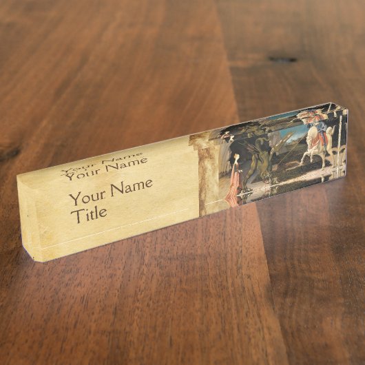 STジョージ・ドラゴン・プリンセス羊皮紙 デスクネームプレート (側面)