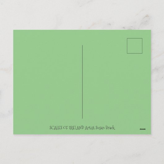 STパトリックのグリーンシャームロックドラゴン、アイルランドファンタジー シーズンポストカード (裏面)