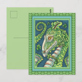 STパトリックのグリーンシャームロックドラゴン、アイルランドファンタジー ポストカード (正面/裏面)