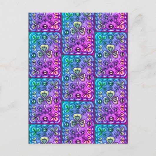 STパトリックの日のフォークアートシャームロックンラディバグ ポストカード (正面)