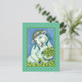 STパトリックの日アイリッシュエウェ、羊&シャムロック ポストカード (スタンド正面)