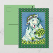 STパトリックの日アイリッシュエウェ、羊&シャムロック ポストカード (正面/裏面)