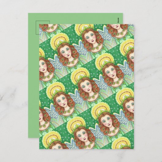 STパトリックの日シャムロックエンジェル、アイルランド恵み シーズンポストカード (正面/裏面)