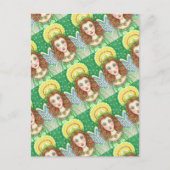 STパトリックの日シャムロックエンジェル、アイルランド恵み シーズンポストカード (正面)