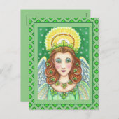 STパトリックの日シャムロックエンジェル、アイルランド恵み シーズンポストカード (正面/裏面)