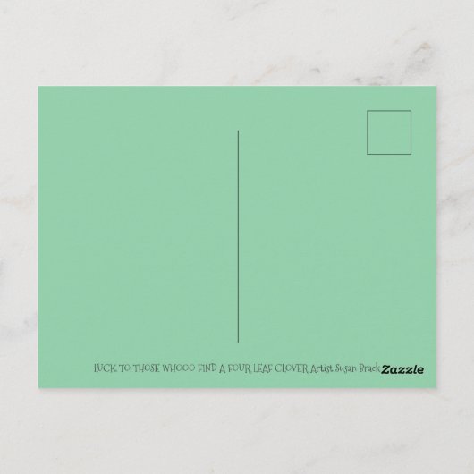 STパトリックの日フクロウ、4葉クローバーレプレシャン ポストカード (裏面)