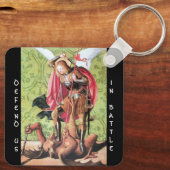 STマイケル、ドラゴンとジャスティス、グリーン・レッド・ブラウン キーホルダー (裏面)