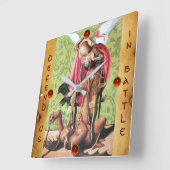 STマイケル·ドラゴン·アンド·ジャスティス·パーチメント スクエア壁時計 (傾斜)