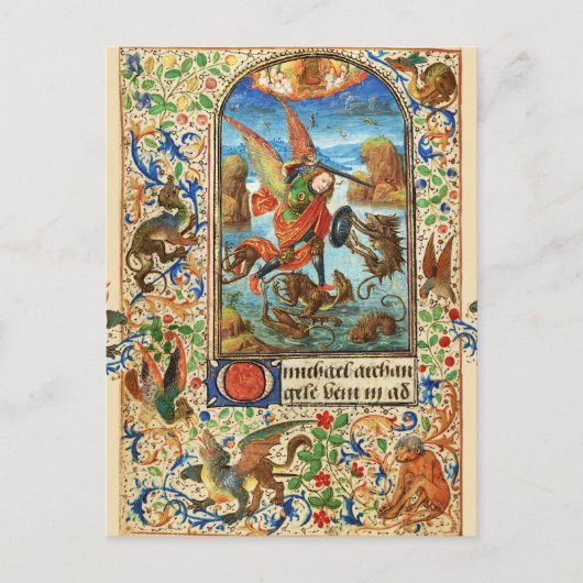 STミハエルアーチャンエルアンドドラゴンフランドル祈りの言葉 シーズンポストカード (正面)