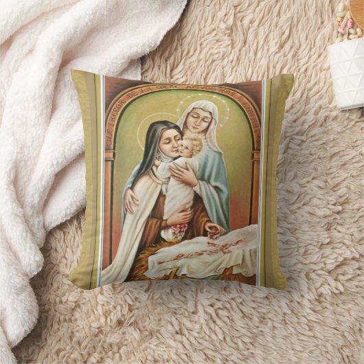 St.のテレーズによって賛美される母メリーイエス・キリストバラ クッション (ブランケット)