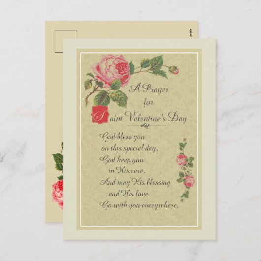 St.のバレンタインデーの祈りの言葉 シーズンポストカード (正面/裏面)