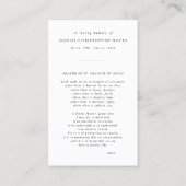 St.エレガント Francisフォト祈りの言葉カード 名刺 (裏面)