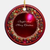St.キャサリンの天使の赤い花の王冠のクリスマス セラミックオーナメント (裏面)