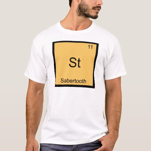 St - サーベルタイガー おもしろ化学元素記号 Tシャツ (正面)
