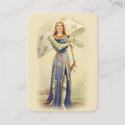 St.ジャンヌダルクの旗の兵士のカトリック教の神聖なカード 名刺 (正面)