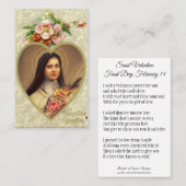 St.テレーズが付いているバレンタインデーの祈りの言葉の神聖なカード 名刺 (正面/裏面)