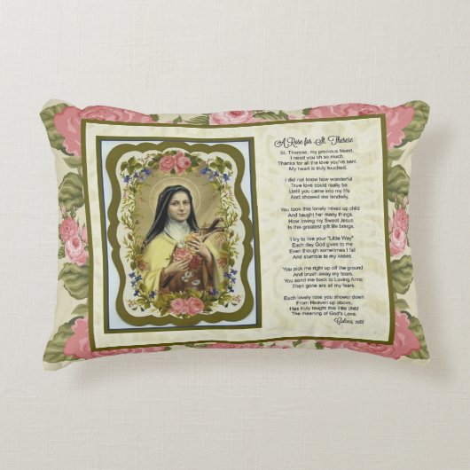 St.テレーズのバラの祈りの言葉の十字架像の十字の尼僧 アクセントクッション (正面)