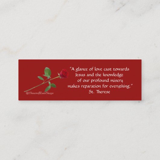 St.テレーズのバラは神聖なカードを引用します スキニー名刺 (裏面)