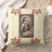 St.テレーズのベビーのイエス・キリストの飼い葉桶のピンクのバラ クッション (ブランケット)