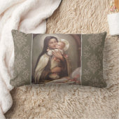 St.テレーズのベビーのイエス・キリストの飼い葉桶のピンクのバラ ランバークッション (ブランケット)