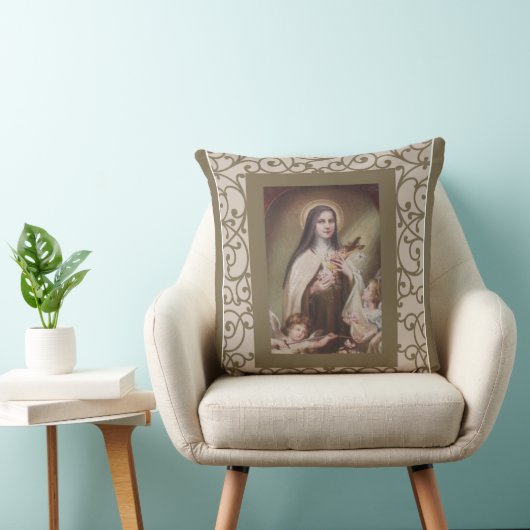 St.テレーズの子供のイエス・キリストのバラの天使の十字架像 クッション (椅子)