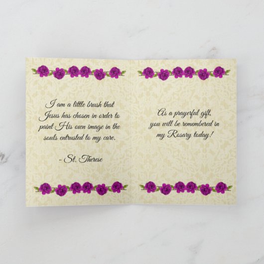 St.テレーズの数珠の花束のカトリック教徒 カード (内部)