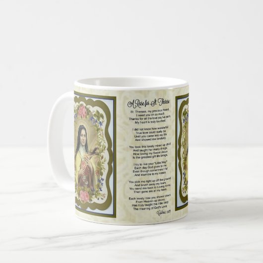 ST.テレーズの祈りの言葉のためのバラ コーヒーマグカップ (正面左)