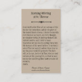 St.テレーズの祈りの言葉の神聖なカードの朝の提供 名刺 (裏面)