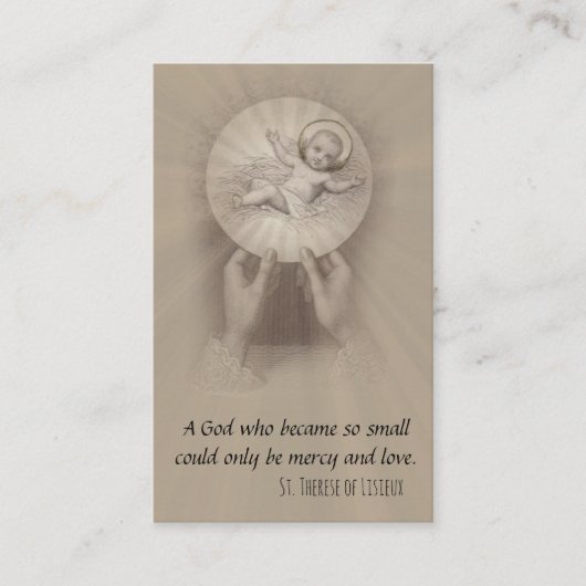 St.テレーズの祈りの言葉の神聖なカードの朝の提供 名刺 (正面)