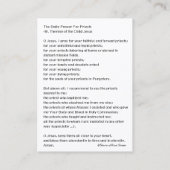 St.テレーズの神聖なカードによる司祭のための毎日の祈りの言葉 名刺 (裏面)