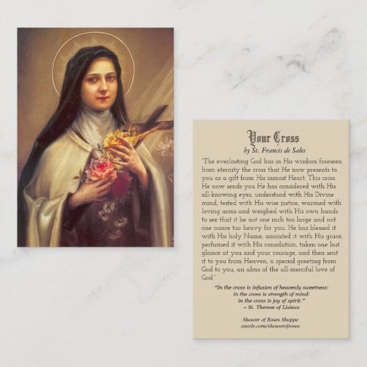 St.テレーズ及びSt Francis de Sales Quoteの神聖なカード 名刺 (正面/裏面)