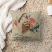 St.テレーズ小さい花のバラの十字架像 クッション (ブランケット)