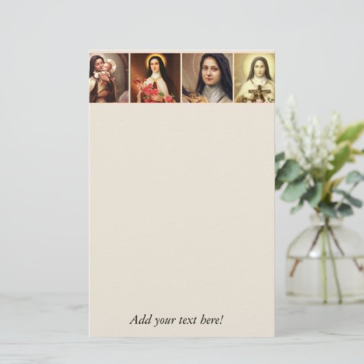 St.テレーズ小さい花のバラの十字架像 便箋 (スタンド正面)