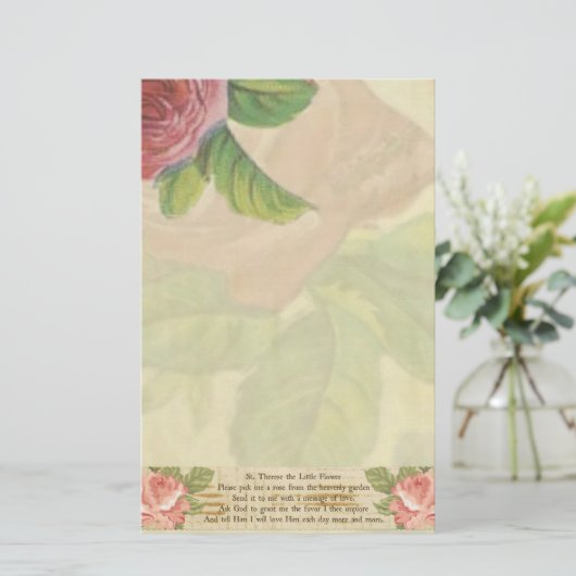 St.テレーズ小さい花のバラの十字架像 便箋 (スタンド正面)