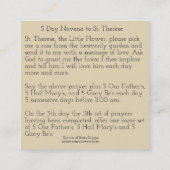 St.テレーズ小さい花のピンクのバラのNovena スクエア名刺 (裏面)