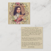 St.テレーズ小さい花のピンクのバラのNovena スクエア名刺 (正面/裏面)